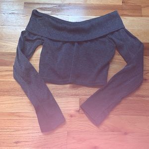Folded down off the shoulder cropped sweater😍